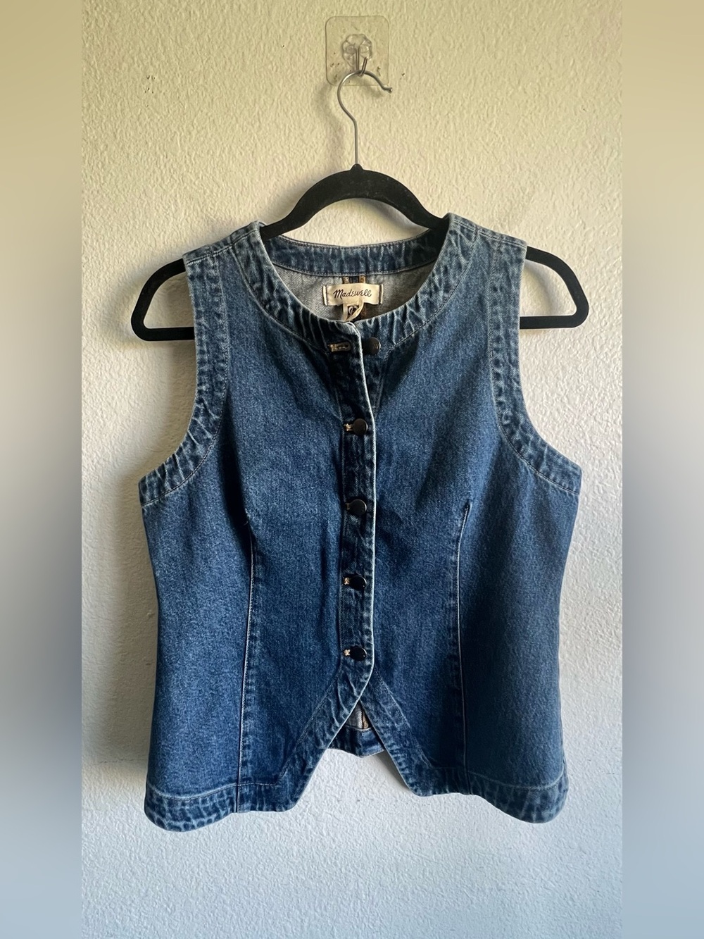 Madewell Denim Crewneck Vest in
Java Wash Blue Color 8 NWT - Picture 7 of 13